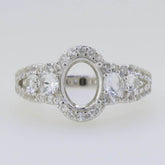 Sterling Silver Semi Mount Ring Setting Oval OV 9x7mm White Topaz PJC2771R - Syzjewelry